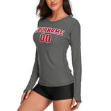 Custom Dark Grey Red Women's Long-Sleeve Shirt