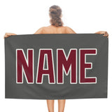 Custom Dark Grey Crimson Red Beach Towel