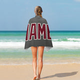 Custom Dark Grey Crimson Red Beach Towel