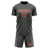 Custom Dark Grey Coral Red Soccer Jersey