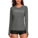 Custom Dark Grey Black Women's Long-Sleeve Shirt