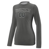 Custom Dark Grey Black Women's Long-Sleeve Shirt