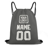 Custom Dark Grey White Drawstring Bag