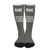 Custom Dark Grey White Knee-High Sock