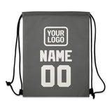 Custom Dark Grey White Drawstring Bag