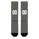 Custom Dark Grey White Knee-High Sock