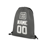 Custom Dark Grey White Drawstring Bag