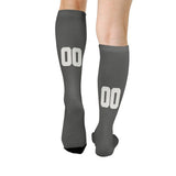 Custom Dark Grey White Knee-High Sock