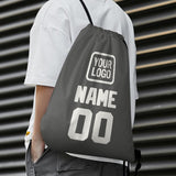 Custom Dark Grey White Drawstring Bag