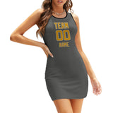 Custom Dark Grey Yellow Sleeveless Vest Dress