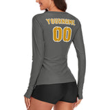Custom Dark Grey Yellow Women's Long-Sleeve Shirt