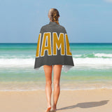 Custom Dark Grey Yellow Beach Towel