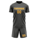 Custom Dark Grey Yellow Soccer Jersey