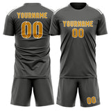 Custom Dark Grey Yellow Soccer Jersey
