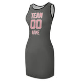 Custom Dark Grey Light Pink Sleeveless Vest Dress