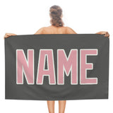 Custom Dark Grey Light Pink Beach Towel