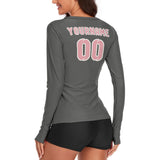 Custom Dark Grey Light Pink Women's Long-Sleeve Shirt