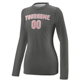 Custom Dark Grey Light Pink Women's Long-Sleeve Shirt