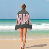 Custom Dark Grey Light Pink Beach Towel