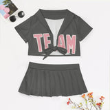 Custom Dark Grey Light Pink Cheerleading Uniform Set