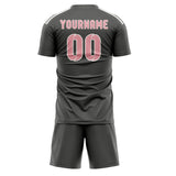 Custom Dark Grey Light Pink Soccer Jersey