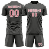 Custom Dark Grey Light Pink Soccer Jersey