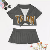 Custom Dark Grey Khaki Cheerleading Uniform Set