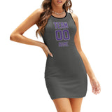 Custom Dark Grey Light Purple Sleeveless Vest Dress