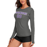 Custom Dark Grey Light Purple Women's Long-Sleeve Shirt
