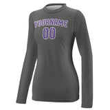 Custom Dark Grey Light Purple Women's Long-Sleeve Shirt