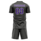 Custom Dark Grey Light Purple Soccer Jersey