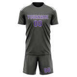 Custom Dark Grey Light Purple Soccer Jersey