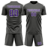 Custom Dark Grey Light Purple Soccer Jersey