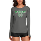 Custom Dark Grey Emerald Green Women's Long-Sleeve Shirt