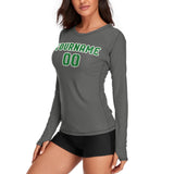 Custom Dark Grey Emerald Green Women's Long-Sleeve Shirt