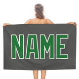 Custom Dark Grey Emerald Green Beach Towel