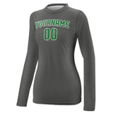 Custom Dark Grey Emerald Green Women's Long-Sleeve Shirt