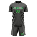 Custom Dark Grey Emerald Green Soccer Jersey