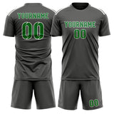 Custom Dark Grey Emerald Green Soccer Jersey