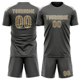 Custom Dark Grey Light Khaki Soccer Jersey