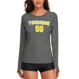 Custom Dark Grey Light Yellow Women's Long-Sleeve Shirt