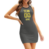 Custom Dark Grey Light Yellow Sleeveless Vest Dress