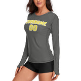 Custom Dark Grey Light Yellow Women's Long-Sleeve Shirt