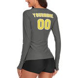 Custom Dark Grey Light Yellow Women's Long-Sleeve Shirt
