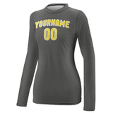 Custom Dark Grey Light Yellow Women's Long-Sleeve Shirt