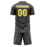 Custom Dark Grey Light Yellow Soccer Jersey