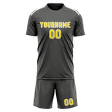 Custom Dark Grey Light Yellow Soccer Jersey
