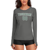 Custom Dark Grey Blue Green Women's Long-Sleeve Shirt