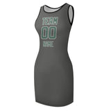 Custom Dark Grey Blue Green Sleeveless Vest Dress