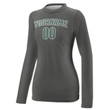 Custom Dark Grey Blue Green Women's Long-Sleeve Shirt